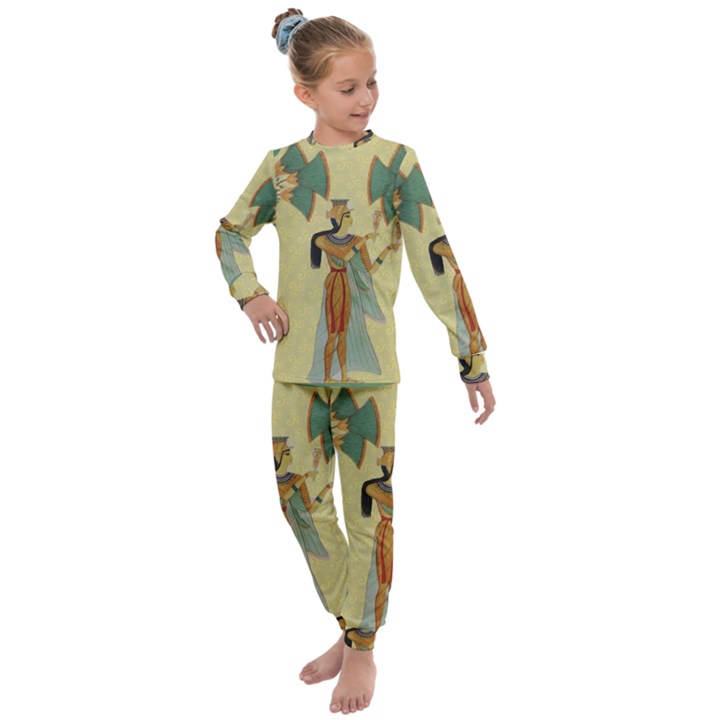 Egyptian Design Man Artifact Royal Kids  Long Sleeve Set 