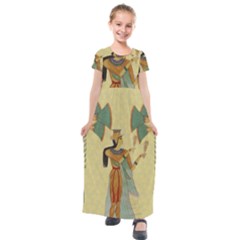 Egyptian Design Man Artifact Royal Kids  Short Sleeve Maxi Dress by Mog4mog4