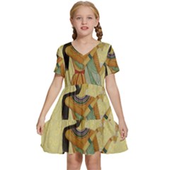 Egyptian Design Man Artifact Royal Kids  Short Sleeve Tiered Mini Dress by Mog4mog4