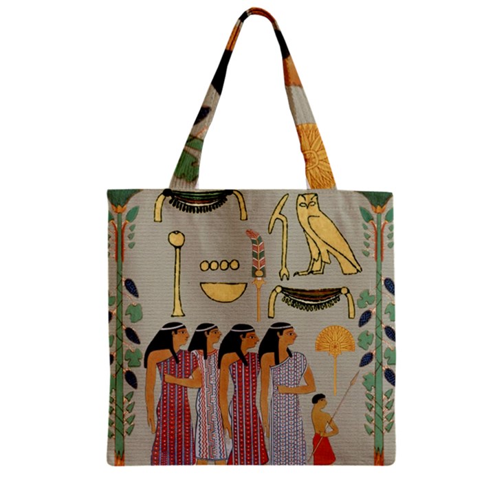 Egyptian Paper Women Child Owl Zipper Grocery Tote Bag