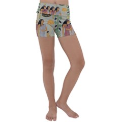 Egyptian Paper Women Child Owl Kids  Lightweight Velour Yoga Shorts by Mog4mog4