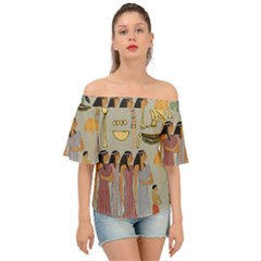 Egyptian Paper Women Child Owl Off Shoulder Short Sleeve Top by Mog4mog4