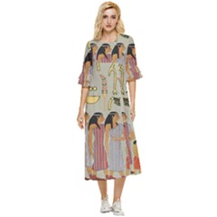 Egyptian Paper Women Child Owl Double Cuff Midi Dress by Mog4mog4