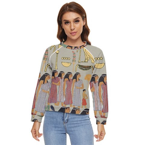 Egyptian Paper Women Child Owl Women s Long Sleeve Raglan Tee by Mog4mog4