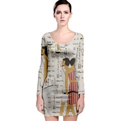 Egyptian Design Men Worker Slaves Long Sleeve Bodycon Dress by Mog4mog4