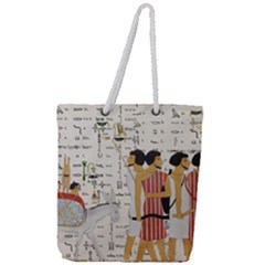 Egyptian Design Men Worker Slaves Full Print Rope Handle Tote (large) by Mog4mog4