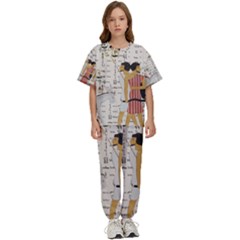 Egyptian Design Men Worker Slaves Kids  Tee And Pants Sports Set by Mog4mog4