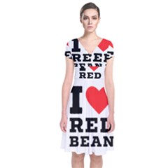 I Love Red Bean Short Sleeve Front Wrap Dress by ilovewhateva