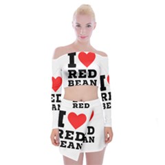 I Love Red Bean Off Shoulder Top With Mini Skirt Set by ilovewhateva