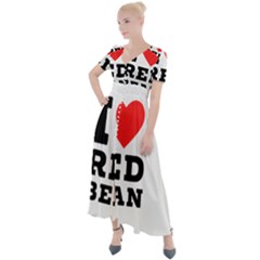 I Love Red Bean Button Up Short Sleeve Maxi Dress by ilovewhateva