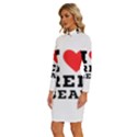 I love red bean Long Sleeve Shirt Collar Bodycon Dress View2