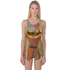 Egyptian Tutunkhamun Pharaoh Design One Piece Boyleg Swimsuit by Mog4mog4