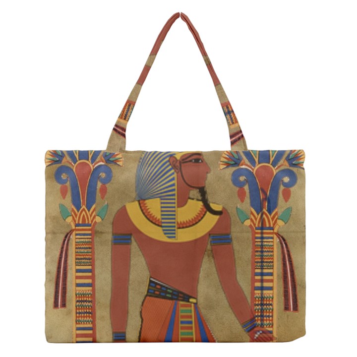 Egyptian Tutunkhamun Pharaoh Design Zipper Medium Tote Bag