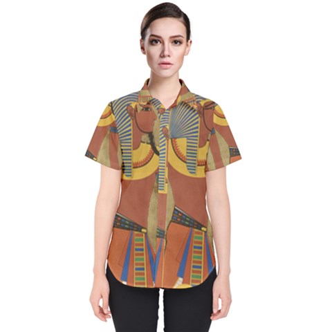 Egyptian Tutunkhamun Pharaoh Design Women s Short Sleeve Shirt by Mog4mog4