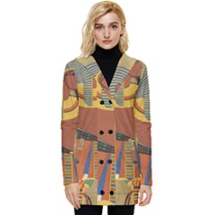 Egyptian Tutunkhamun Pharaoh Design Button Up Hooded Coat  by Mog4mog4