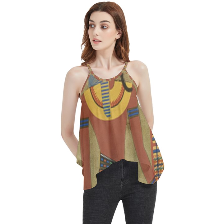 Egyptian Tutunkhamun Pharaoh Design Flowy Camisole Tank Top