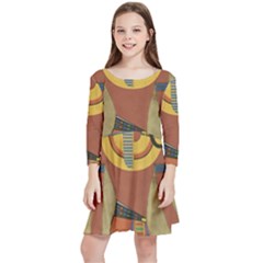 Egyptian Tutunkhamun Pharaoh Design Kids  Quarter Sleeve Skater Dress