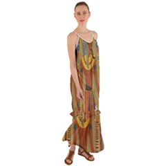 Egyptian Tutunkhamun Pharaoh Design Cami Maxi Ruffle Chiffon Dress by Mog4mog4