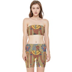 Egyptian Tutunkhamun Pharaoh Design Stretch Shorts And Tube Top Set by Mog4mog4