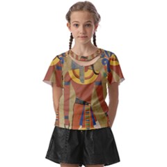 Egyptian Tutunkhamun Pharaoh Design Kids  Front Cut Tee by Mog4mog4