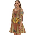 Egyptian Tutunkhamun Pharaoh Design Shoulder Cut Out Zip Up Dress View2