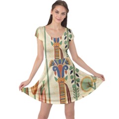 Egyptian Paper Papyrus Hieroglyphs Cap Sleeve Dress by Mog4mog4