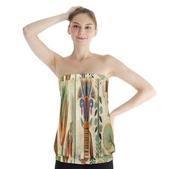 Egyptian Paper Papyrus Hieroglyphs Strapless Top by Mog4mog4