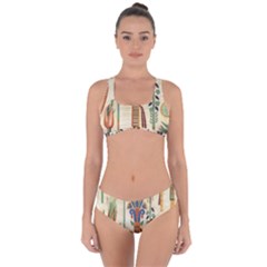 Egyptian Paper Papyrus Hieroglyphs Criss Cross Bikini Set by Mog4mog4