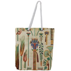 Egyptian Paper Papyrus Hieroglyphs Full Print Rope Handle Tote (large) by Mog4mog4