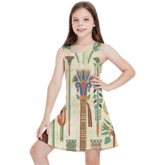 Egyptian Paper Papyrus Hieroglyphs Kids  Lightweight Sleeveless Dress by Mog4mog4