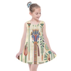 Egyptian Paper Papyrus Hieroglyphs Kids  Summer Dress by Mog4mog4