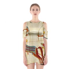 Egyptian Tutunkhamun Pharaoh Design Shoulder Cutout One Piece Dress by Mog4mog4