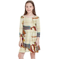 Egyptian Tutunkhamun Pharaoh Design Kids  Quarter Sleeve Skater Dress by Mog4mog4