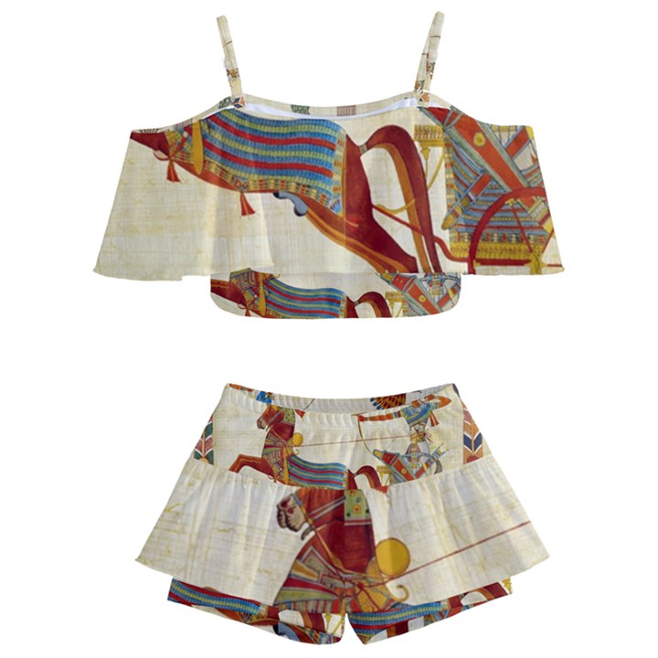 Egyptian Tutunkhamun Pharaoh Design Kids  Off Shoulder Skirt Bikini