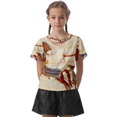 Egyptian Tutunkhamun Pharaoh Design Kids  Front Cut Tee by Mog4mog4