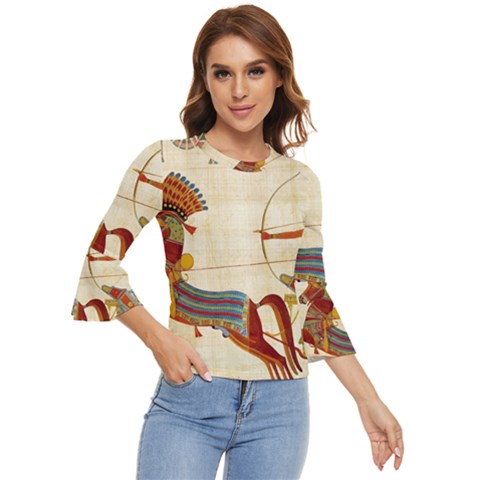 Egyptian Tutunkhamun Pharaoh Design Bell Sleeve Top by Mog4mog4