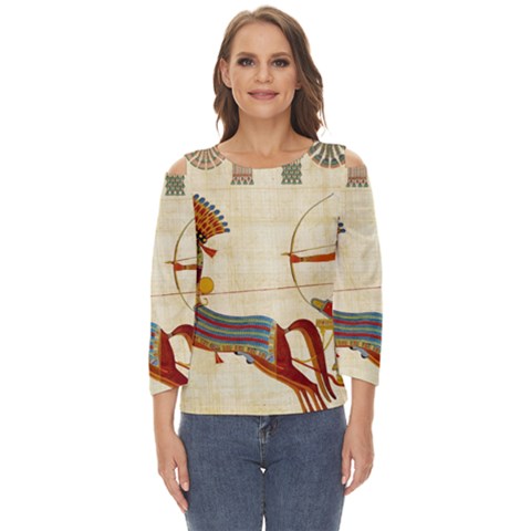 Egyptian Tutunkhamun Pharaoh Design Cut Out Wide Sleeve Top by Mog4mog4