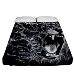 Lion Furious Abstract Desing Furious Fitted Sheet (queen Size) by Mog4mog4