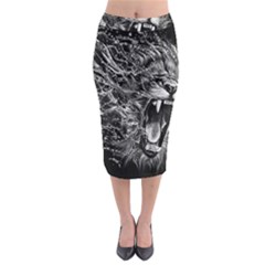 Lion Furious Abstract Desing Furious Midi Pencil Skirt by Mog4mog4