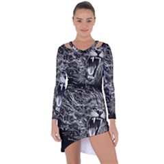 Lion Furious Abstract Desing Furious Asymmetric Cut-out Shift Dress by Mog4mog4