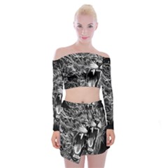 Lion Furious Abstract Desing Furious Off Shoulder Top With Mini Skirt Set by Mog4mog4