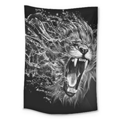 Lion Furious Abstract Desing Furious Large Tapestry by Mog4mog4