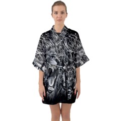 Lion Furious Abstract Desing Furious Half Sleeve Satin Kimono  by Mog4mog4