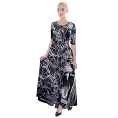 Lion Furious Abstract Desing Furious Half Sleeves Maxi Dress by Mog4mog4