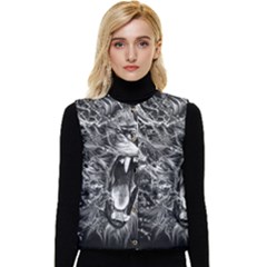 Lion Furious Abstract Desing Furious Women s Short Button Up Puffer Vest by Mog4mog4