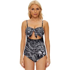 Lion Furious Abstract Desing Furious Knot Front One-piece Swimsuit by Mog4mog4