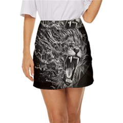 Lion Furious Abstract Desing Furious Mini Front Wrap Skirt by Mog4mog4