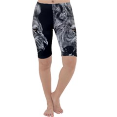 Roar Angry Male Lion Black Cropped Leggings  by Mog4mog4