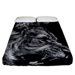 Roar Angry Male Lion Black Fitted Sheet (king Size) by Mog4mog4