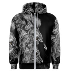 Roar Angry Male Lion Black Men s Zipper Hoodie by Mog4mog4